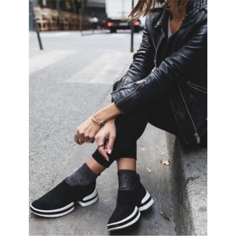 Stuart Weitzman Suede Pull-on Sneaker